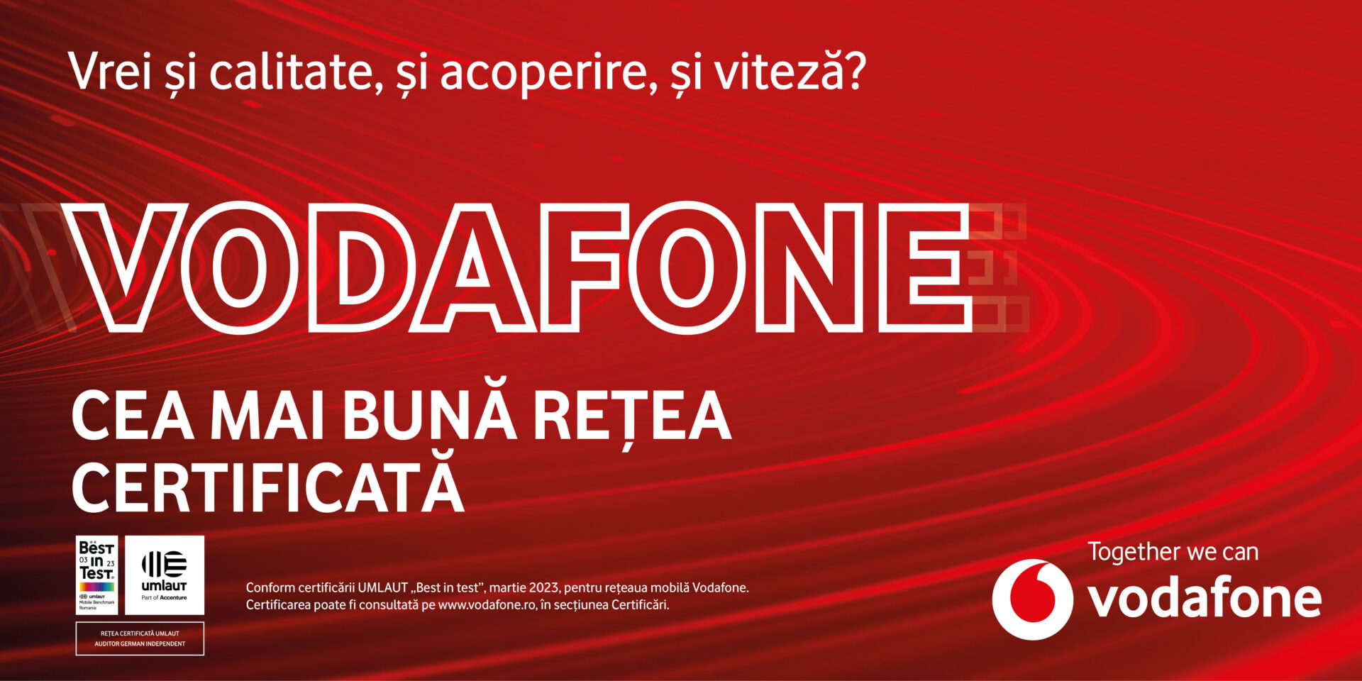 Vodafone a primit certificarea umlaut „Best in Test” pentru cea mai bună rețea mobilă din România